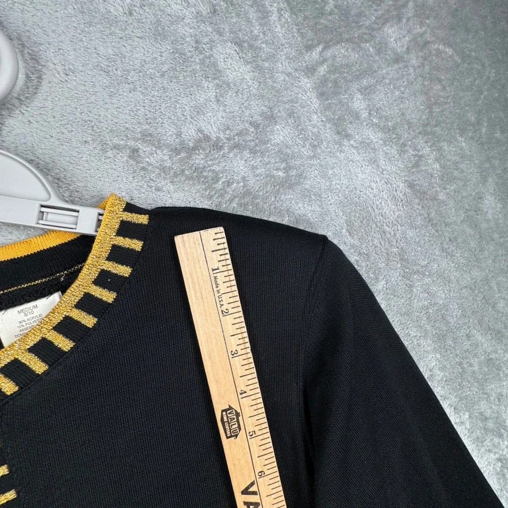 Bobbie Brooks‎ Cardigan Black Gold Full Zip Top M Sparkle Shimmer Glam Statement